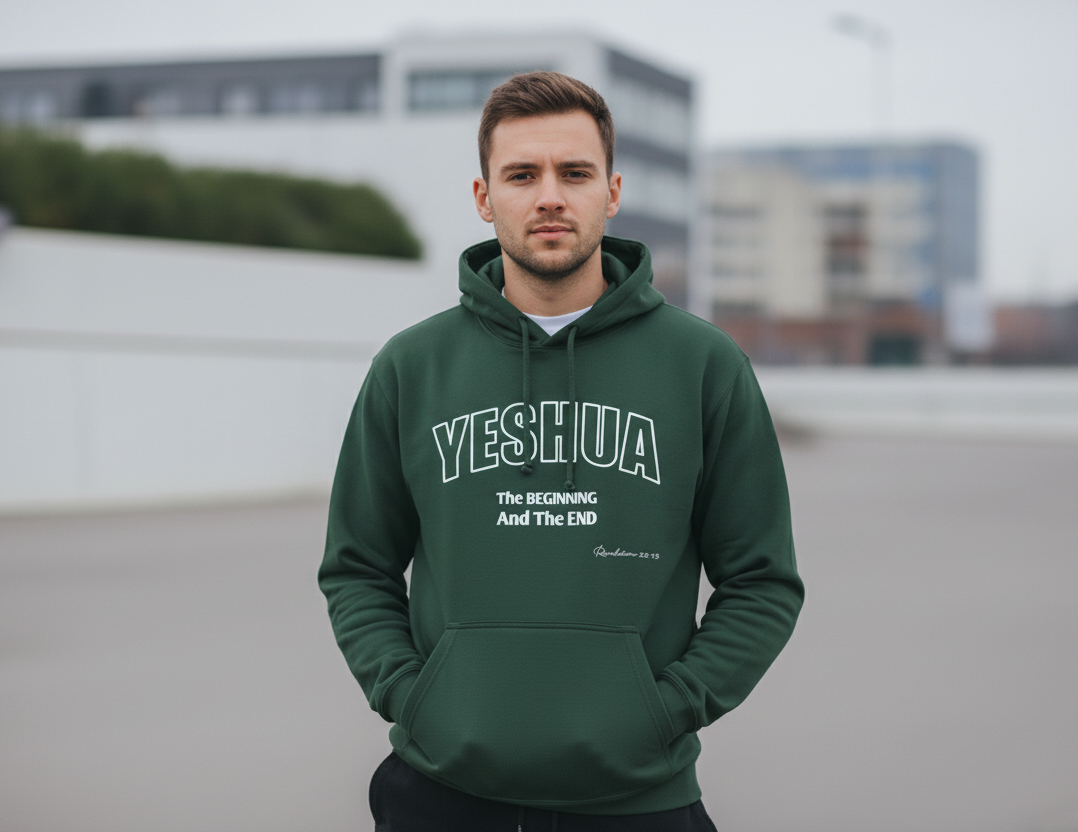 YESHUA Hoodie – “The Beginning & The End” | Unisex Fleece Pullover