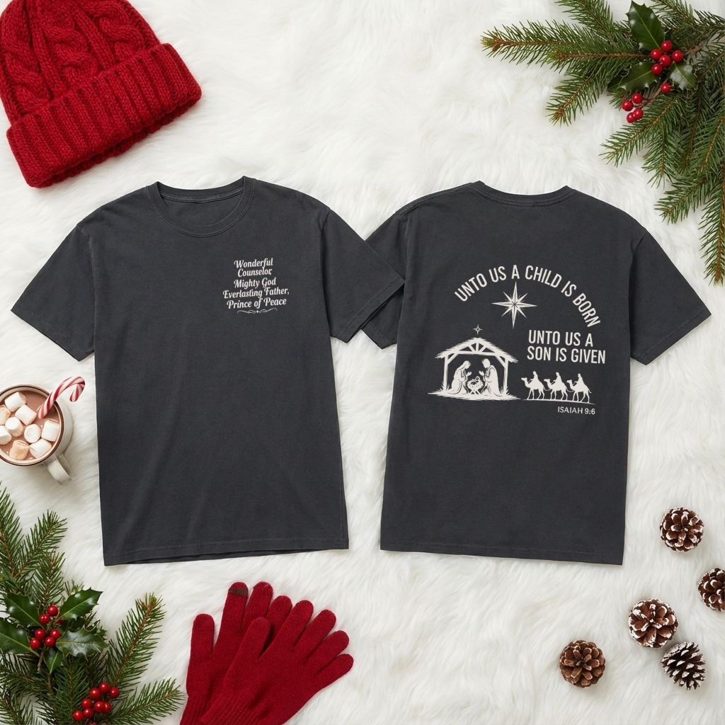 Unto Us A Child Is Born Christian Shirt – Unisex Faith Tee Isaiah 9:6