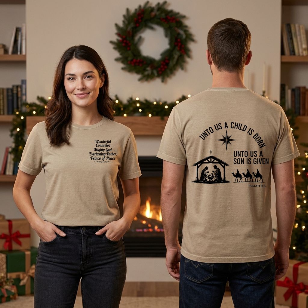 Unto Us A Child Is Born Christian Shirt – Unisex Faith Tee Isaiah 9:6
