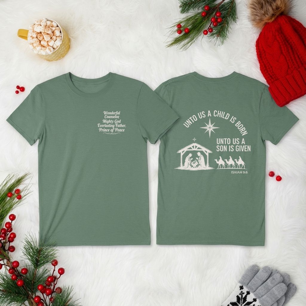 Unto Us A Child Is Born Christian Shirt – Unisex Faith Tee Isaiah 9:6