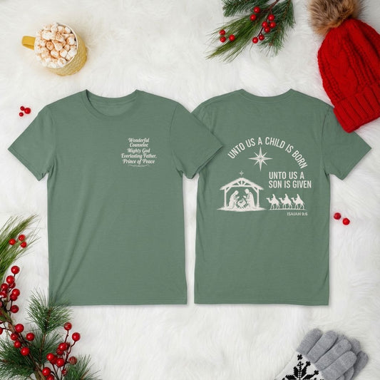 Unto Us A Child Is Born Christian Shirt – Unisex Faith Tee Isaiah 9:6