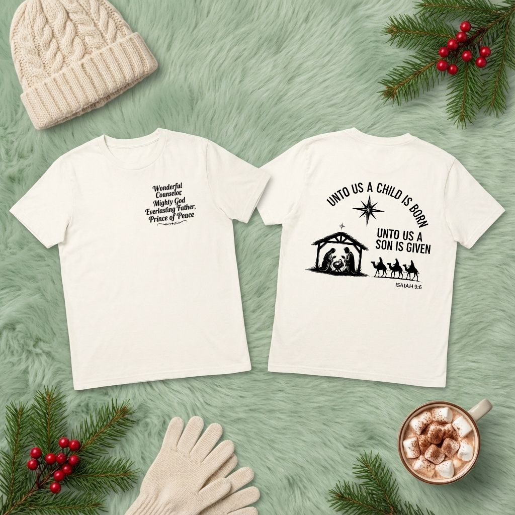 Unto Us A Child Is Born Christian Shirt – Unisex Faith Tee Isaiah 9:6