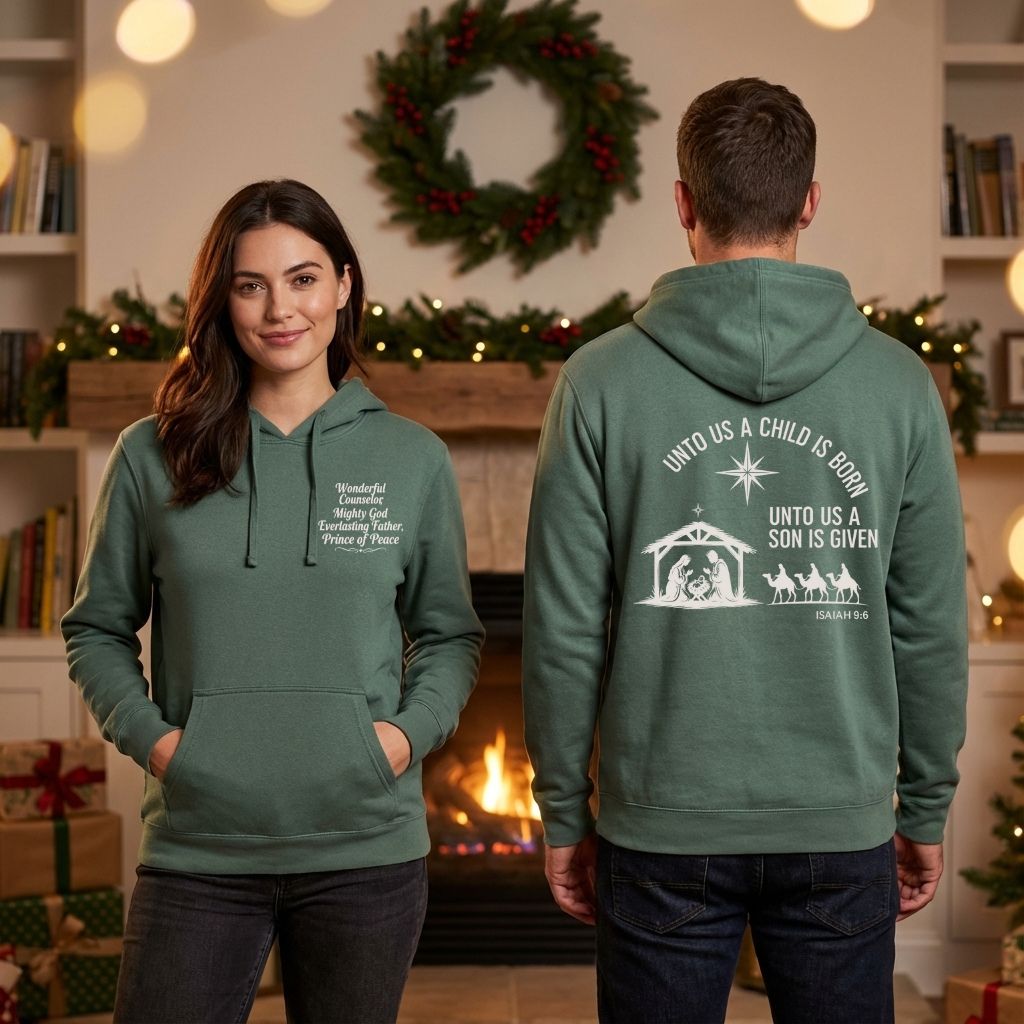 Unto Us a Child Is Born – Unisex Christian Fleece Hoodie (Isaiah 9:6)