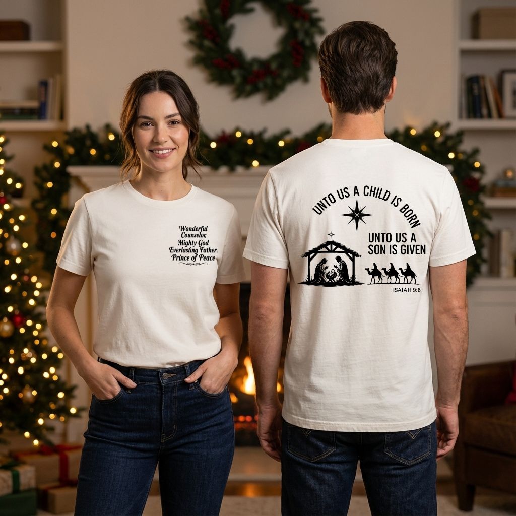 Unto Us A Child Is Born Christian Shirt – Unisex Faith Tee Isaiah 9:6